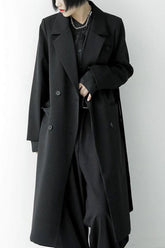 Black Double Breasted Long Blazer Overcoat