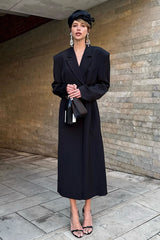 Elegant Longline Belted Trench Overcoat