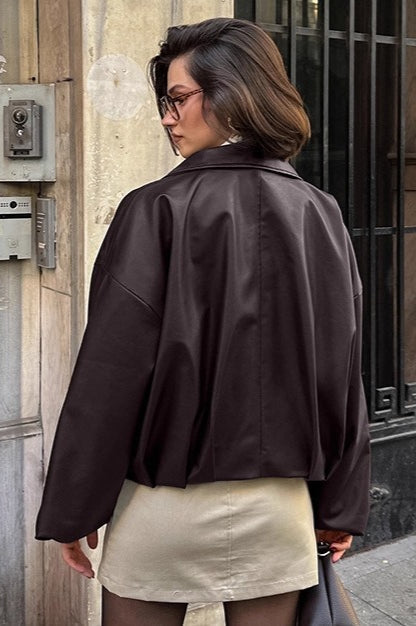 Brown Retro Biker Leather Jacket