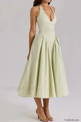 Deep V Neck Backless Pure Desire White Slim Fit Maxi Dress