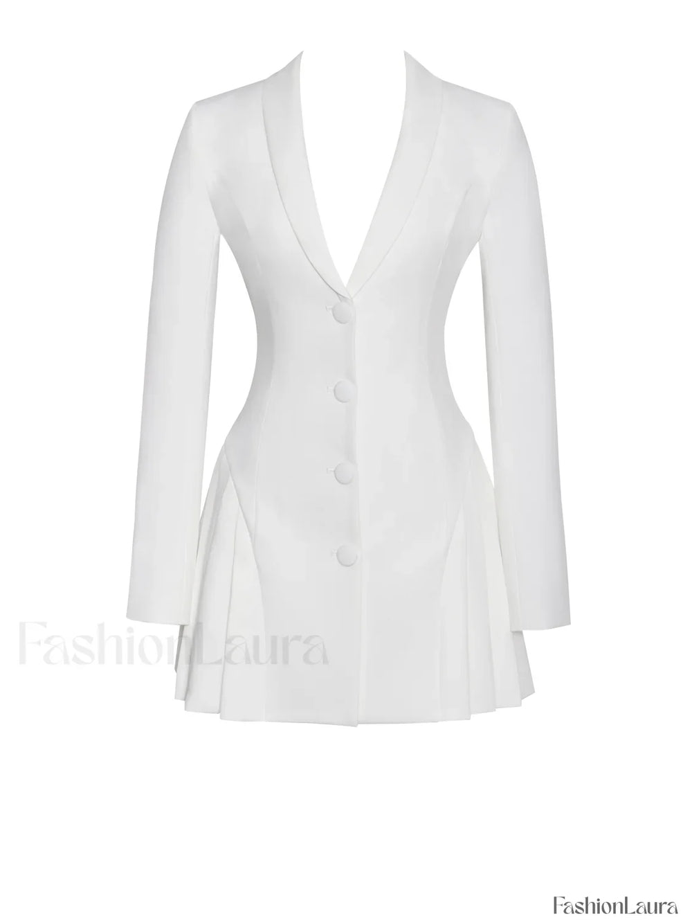Delia White Blazer Charming Dress with Pleated Detail Dresses
