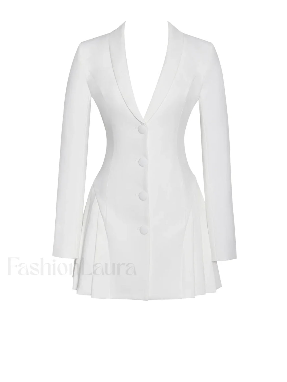 Delia White Blazer Charming Dress with Pleated Detail Dresses