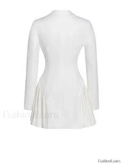 Delia White Blazer Charming Dress with Pleated Detail Dresses