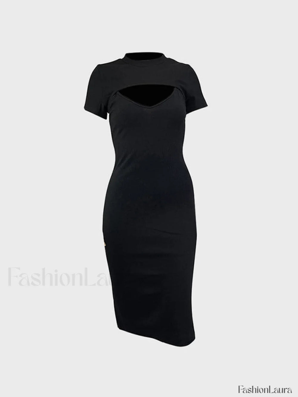 Detachable Rib Slit Midi Dress Midi Dresses