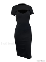 Detachable Rib Slit Midi Dress Midi Dresses