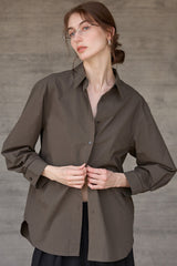 Long Sleeve Cotton Lapel Collar Blouse