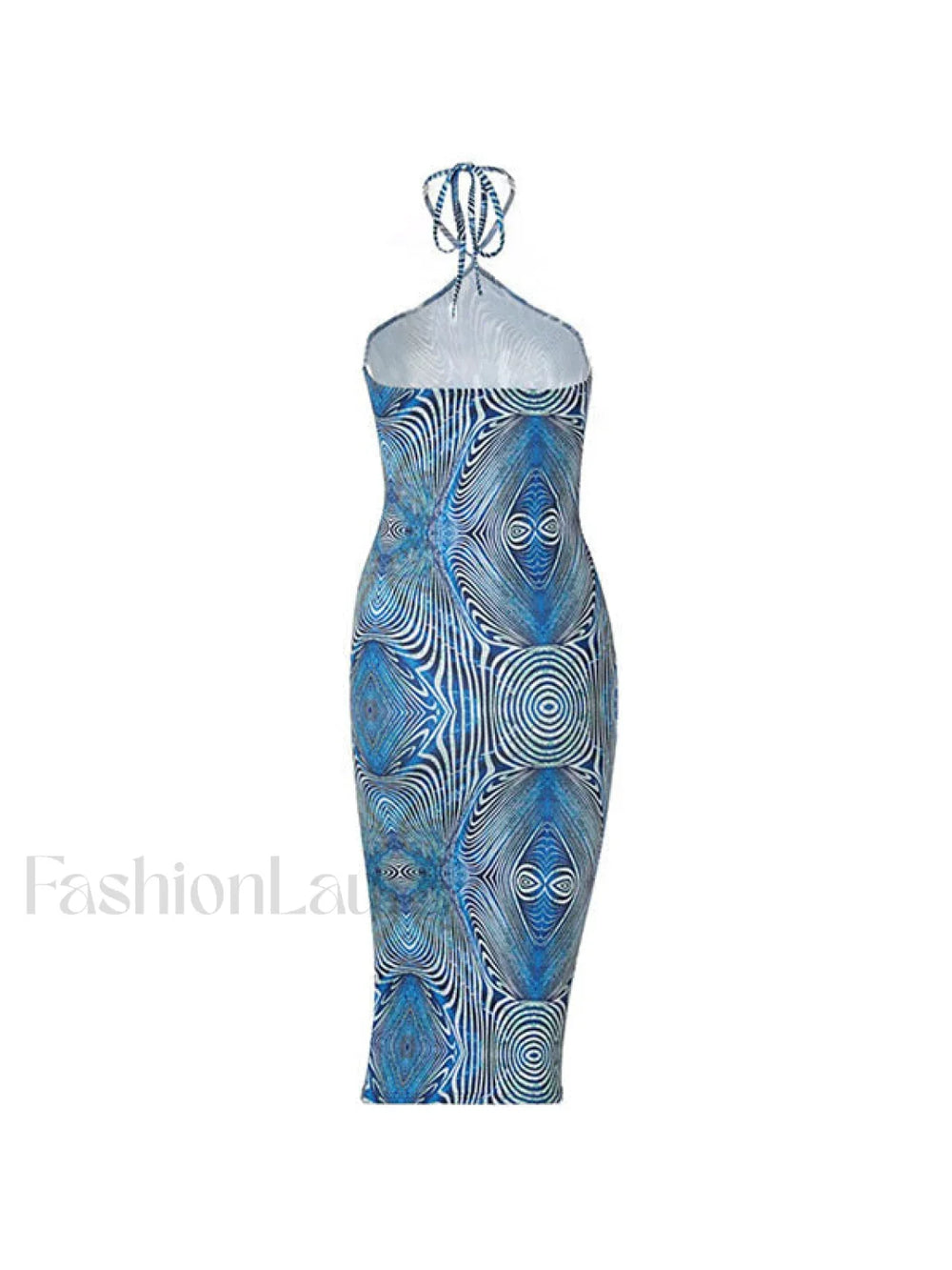 Dizzy Print Halter Bodycon Midi Dress Midi Dresses