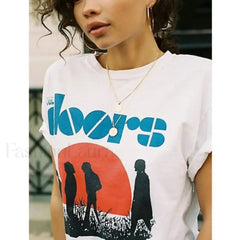 Doors Sun Print Kawaii Vintage Aesthetic T Shirt