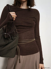 Double Layers Solid Trendy Long Sleeve Top T Shirts