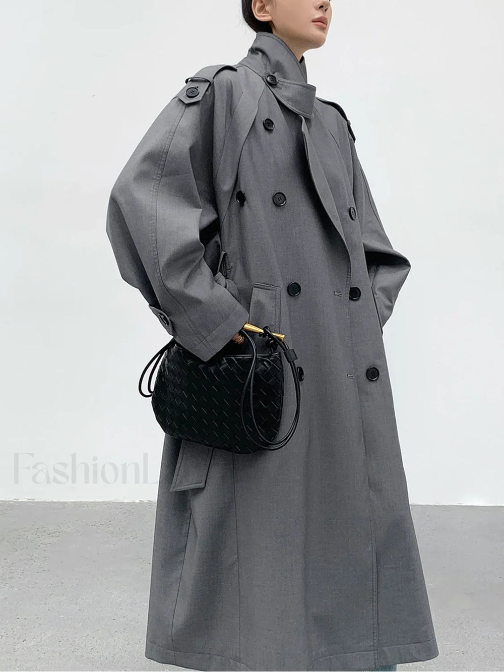 Double Pockets Graceful Longline Trench Coat Trench Coats