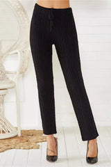 Cable Knit Wool Slim Fit Stretch Knit Pants