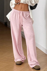 Solid Drawstring Waist Knit Pants