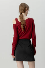 Asymmetric Neckline Elegant Knit Top