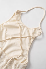 Halter Sequin Back Tie Tank Top