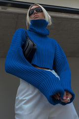 Striped Turtleneck Bell Sleeve Sweater