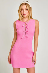 Sleeveless Bow Cutout Knit Sweater Dress