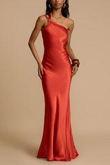 Satin One Shoulder Bodycon Formal Dress