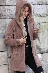 Hooded Long Fleece Cardigan Coat coats