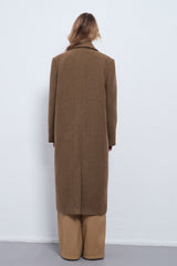 Cashmere Wool Herringbone Thick Overcoat