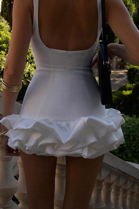 Backless Ruching Hem Sleeveless Cocktail Dress