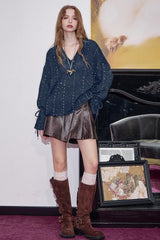 V Neck Long Sleeve Relaxed Sweater