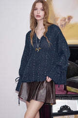 V Neck Long Sleeve Relaxed Sweater