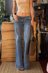 Low Waist Washed Flare Jeans