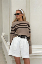 Color Block Stripe Knit Sweater