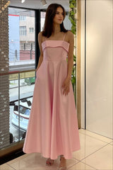 Elegant Satin Slip Vintage Formal Dress S / Pink