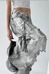 Tie Dye Ripped Wide Leg Jeans