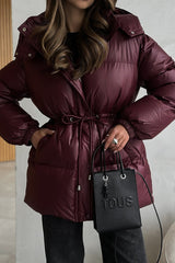 Adjustable Drawstring Hooded Puffer Jacket