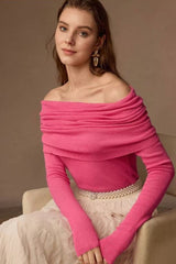 Boat Neck Wool Knit Bodycon Sweater