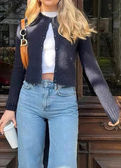 Soft Knit Solid Color Cardigan Black / S