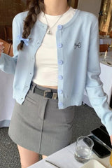 Bow Embroidered Knit Cardigan