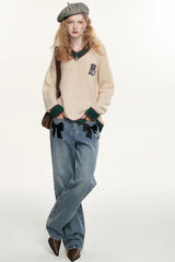 Soft Mohair V Neck Pullover Sweater