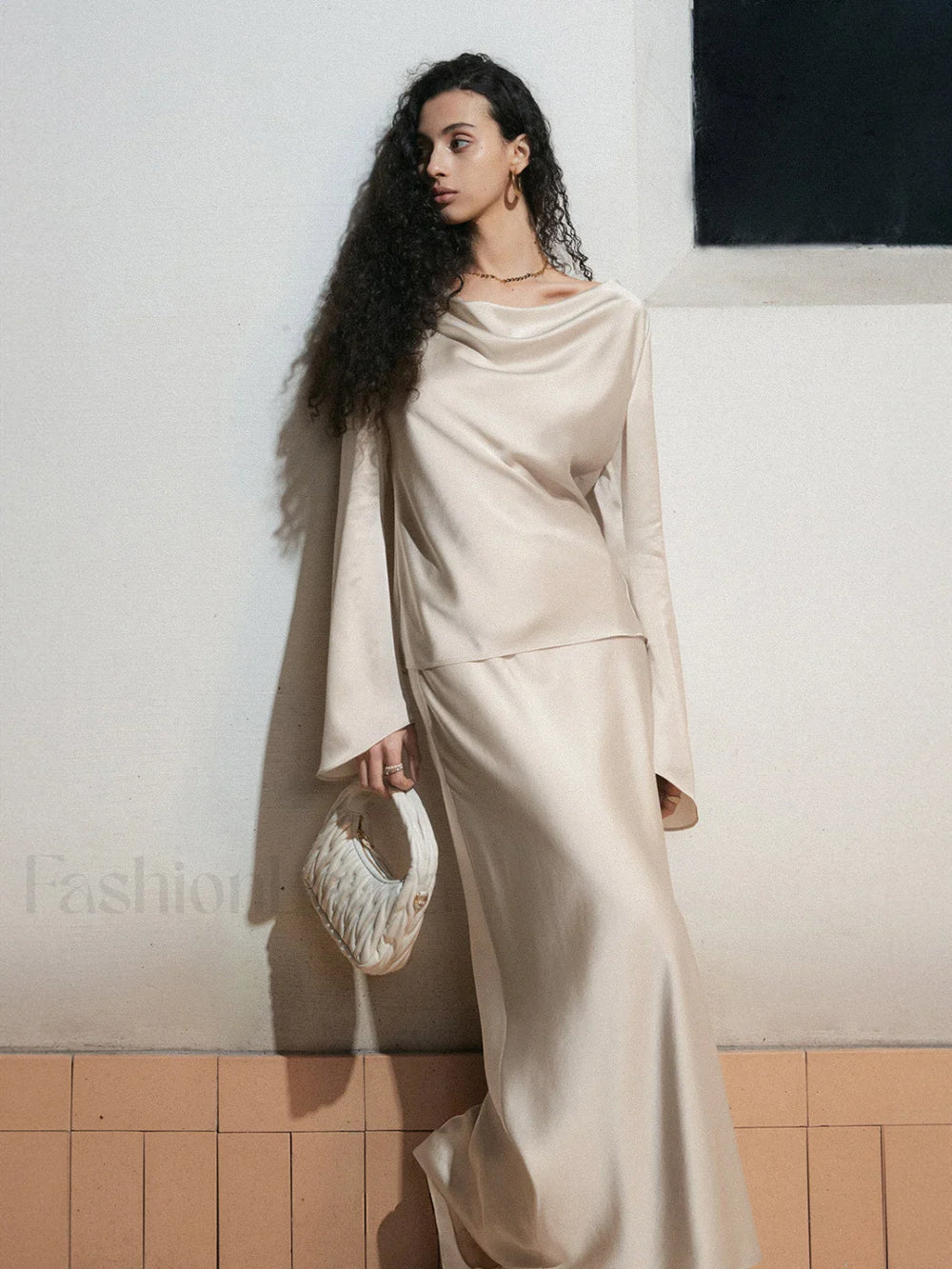 Elegant Cowl Neck Trendy Long Sleeve Blouse Blouses