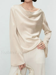 Elegant Cowl Neck Trendy Long Sleeve Blouse Blouses