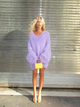 Elegant Purple Deep V Neck Knitted Pullover Casual Long Sleeves Loose Sweater Purple / S Sweaters L