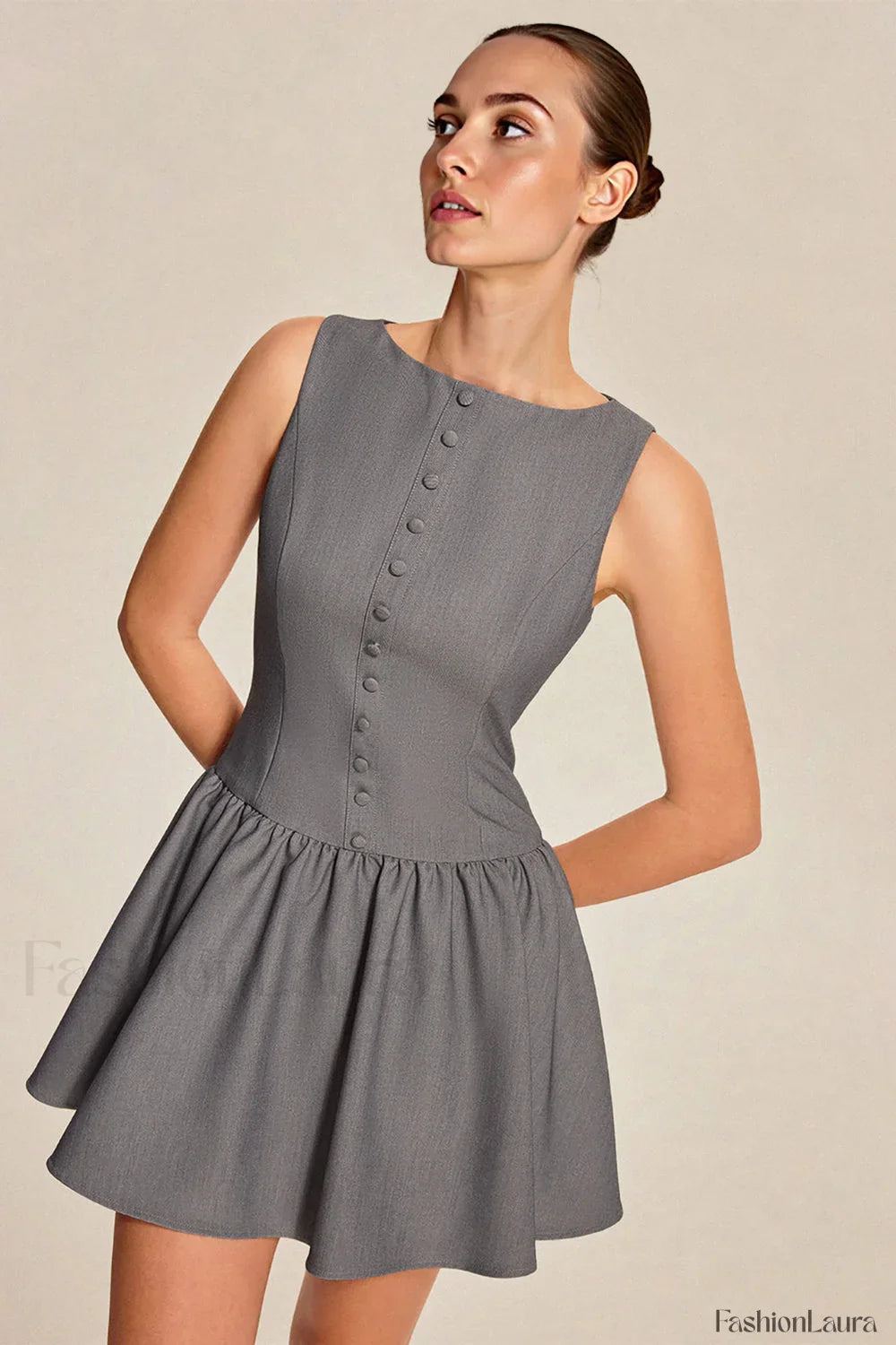 Elegant Sleeveless Ruffled A Line Work Dress
