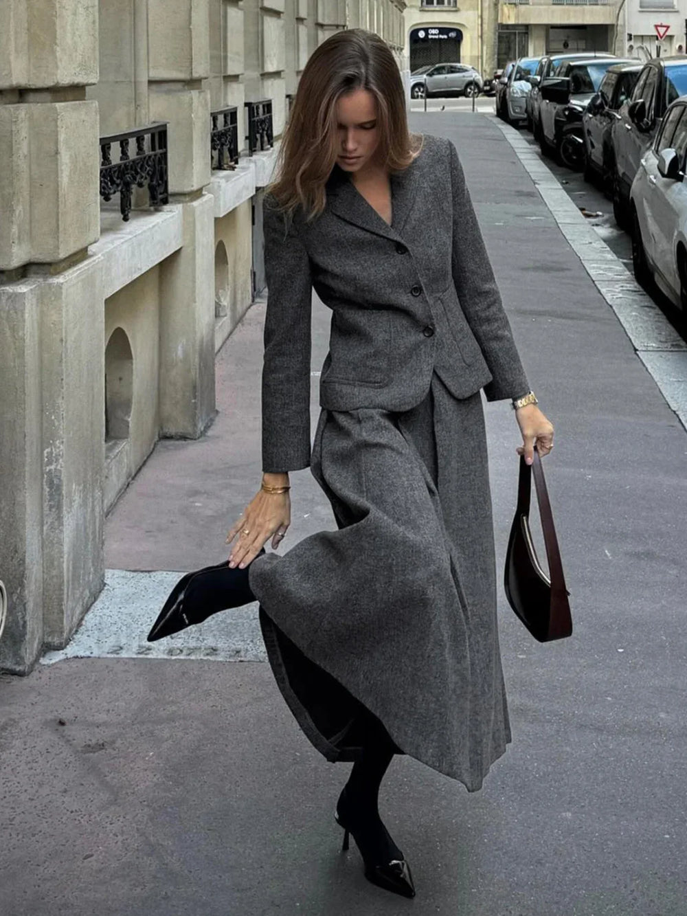 Elegant Solid Graceful Button Down Blazer Grey / XS Blazers