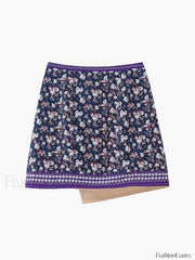 Embroidered Asymmetric Graceful Floral Mini Skirt Skirts