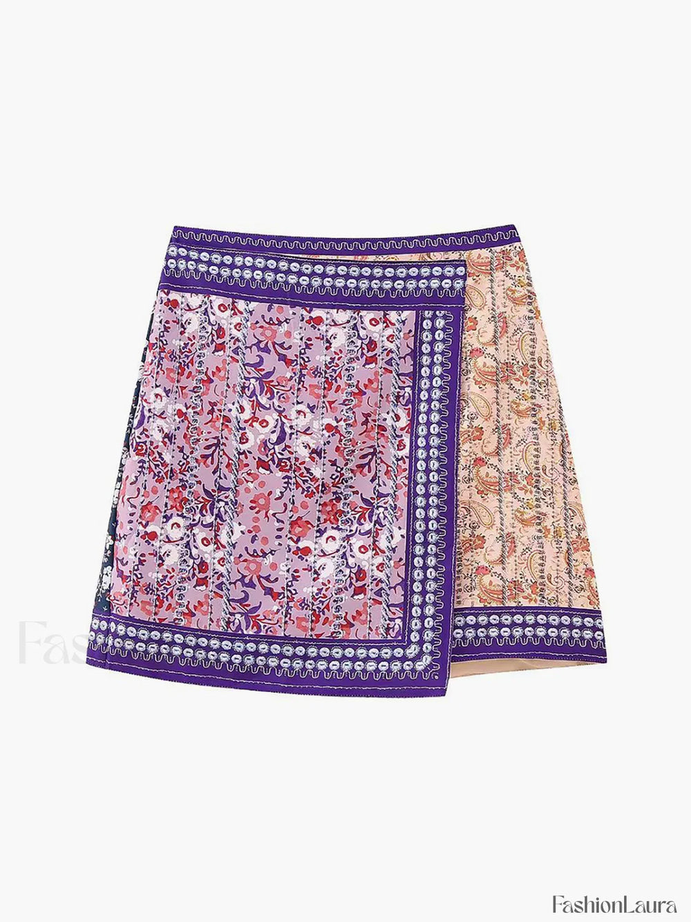 Embroidered Asymmetric Graceful Floral Mini Skirt Skirts