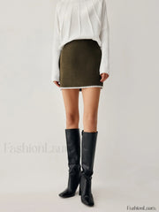 Embroidered Trim Graceful Mini Skirt ArmyGreen / XS Skirts