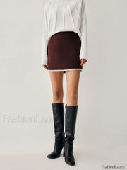 Embroidered Trim Graceful Mini Skirt Skirts