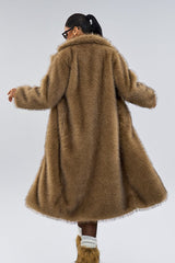 Shawl Collar Faux Fur Overcoat