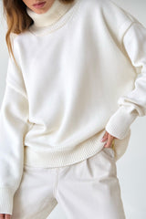 Basic Solid Knit Turtleneck Sweater