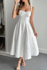 Jacquard Spaghetti Strap Cocktail Dress