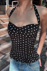 Retro Polka Dot Halter Cami Blouse