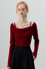 Burgundy Mock Two Piece Knit Top