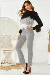 Cable Knit Wool Slim Fit Stretch Knit Pants